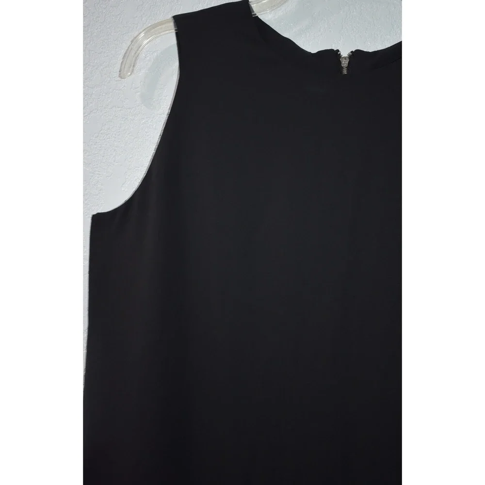 Chicos 2/Large Sleeveless Top Tulip Layered Black Blouse Back Exposed Zipper